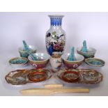 A JAPANESE SATSUMA POTTERY VASE, together with assorted Chinese ceramics. (qty)