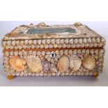 A VINTAGE SHELL ENCRUSTED JEWELLERY CASKET, containing assorted jewellery, mostly costume. Casket 2