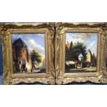 L ROTH (early 20th century) FRAMED PAIR CONTINENTAL OIL ON PANEL, signed, street scene, together w