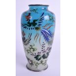 A FINE EARLY 20TH CENTURY JAPANESE MEIJI PERIOD SILVER PLIQUE A JOUR ENAMEL VASE decorated with bir