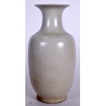 A CHINESE PALE GLAZED PORCELAIN VASE BEARING YONGZHENG MARKS, formed with a crackled body and flare