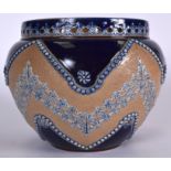 A LARGE DOULTON & SLATERS DOULTON LAMBETH POTTERY JARDINIERE, decorated in relief with foliage with