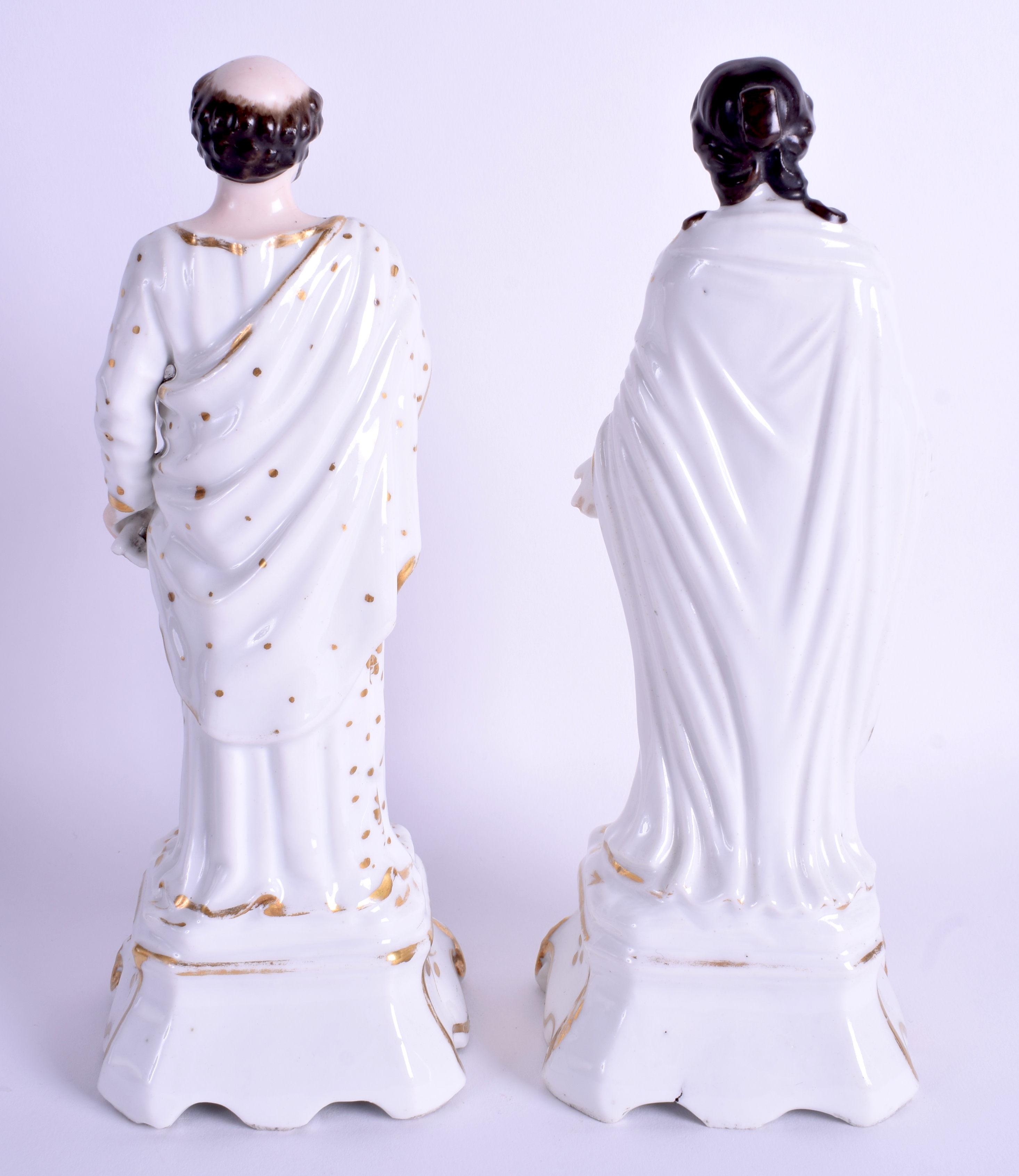 A PAIR OF 19TH CENTURY FRENCH PARIS PORCELAIN FIGURES possibly Jacob Petit. 24 cm high. - Image 2 of 3