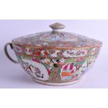 A RARE LARGE 19TH CENTURY CHINESE CANTON FAMILLE ROSE BOWL AND COVER Qing. 28 cm x 16 cm.