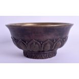 AN 18TH CENTURY CHINESE TIBETAN BRONZE LOTUS BOWL decorated with foliage. 13.5 cm wide.