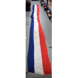 A LARGE ANTIQUE FRENCH FLAG. 48 cm x 473 cm.