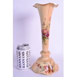 A LARGE ROYAL WORCESTER BLUSH IVORY VASE painted with flowers. 30 cm high.