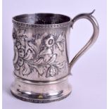 AN ANTIQUE BAILEY & CO AMERICAN SILVER MUG TANKARD. 5.3 oz. 11 cm high.