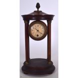 AN OLDFIELDS LTD LIVERPOOL WOODEN CLOCK, formed with artichoke finial and supported upon a circular