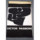 A 1960'S VICTOR PASMORE EXHIBITION POSTER, abstract black and white image. 71 cm x 50 cm.