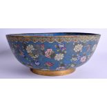 A LARGE 19TH CENTURY CHINESE CLOISONNÉ ENAMEL BOWL Qing, decorated with foliage and butterflies. 30