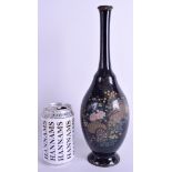 A RARE 19TH JAPANESE MEIJI PERIOD CLOISONNÉ ENAMEL LOBED VASE decorated with a basket of flowers. 3