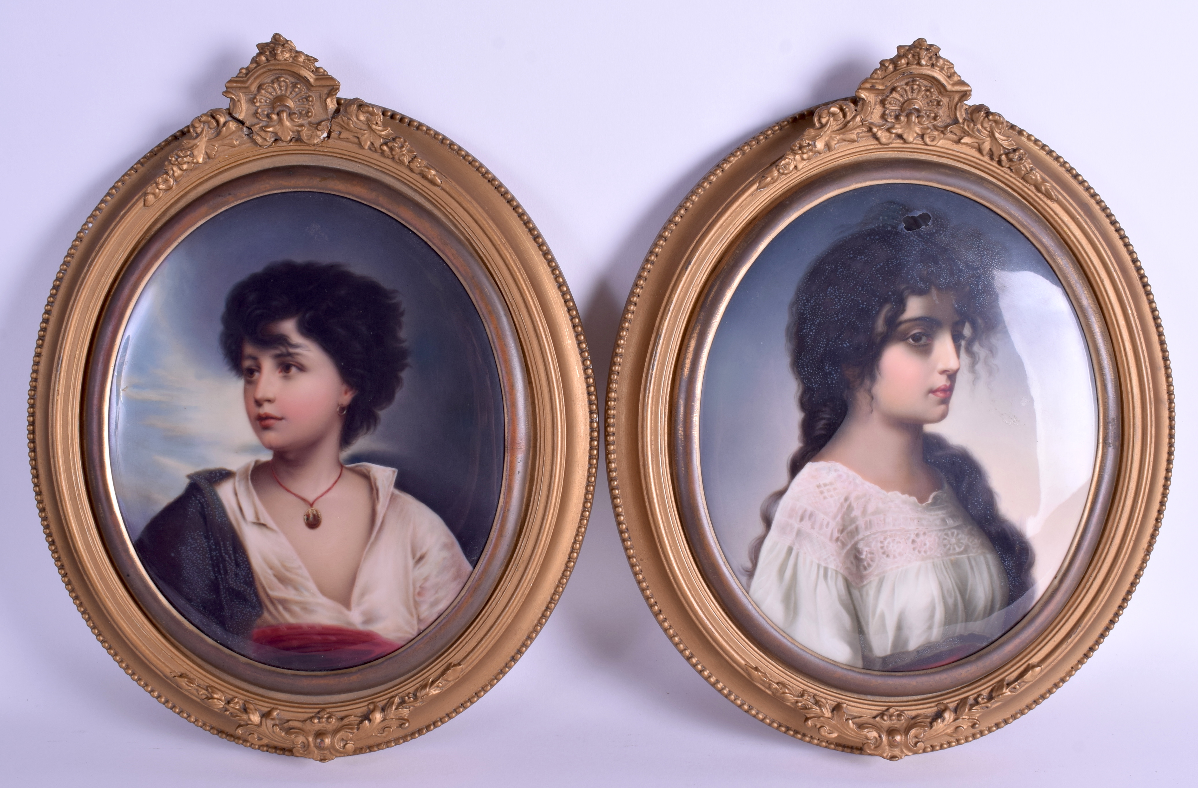 A PAIR OF 19TH CENTURY KPM BERLIN PORCELAIN PLAQUES painted with pretty females. Porcelain 21 cm x