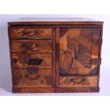 AN EARLY 20TH CENTURY JAPANESE MEIJI PERIOD PARQUETRY CABINET. 36 cm x 31 cm.