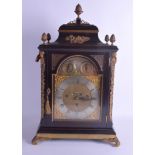 A FINE AND RARE MID 18TH CENTURY EBONISED BRACKET CLOCK C1745 by Thomas Hunter of London, the silve