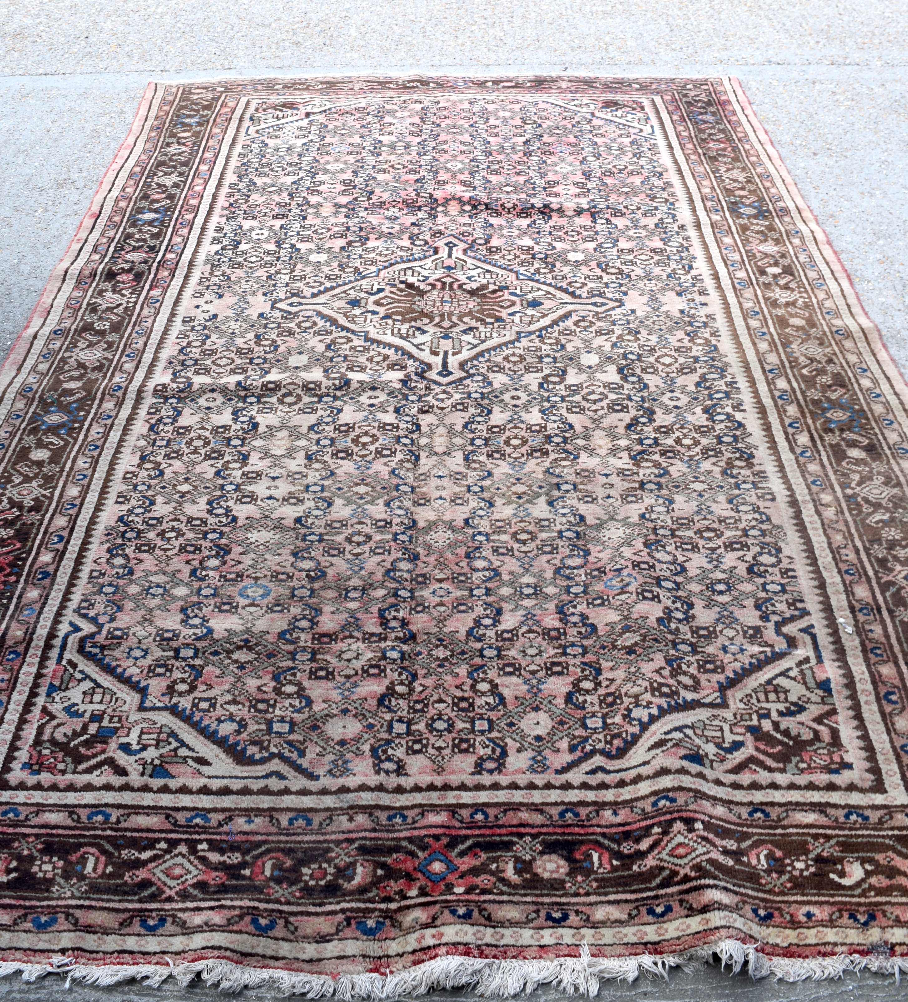 AN EARLY 20TH CENTURY BEIGE GROUND HAMADAN RUG, decorated with extensive foliage. 322 cm x 205 cm.