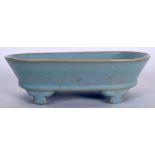 A CHINESE SUNG STYLE PALE BLUE GLAZED PORCELAIN CENSER, decorated internally with gilt calligraphy.