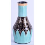 A FINE ART DECO SILVER BLUE AND BLACK ENAMEL VASE. 3.8 oz. 9.5 cm high.