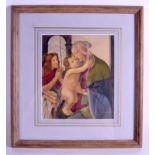 A FINE 19TH CENTURY FRAMED WATERCOLOUR in the Renaissance style. Image 19 cm x 23 cm.