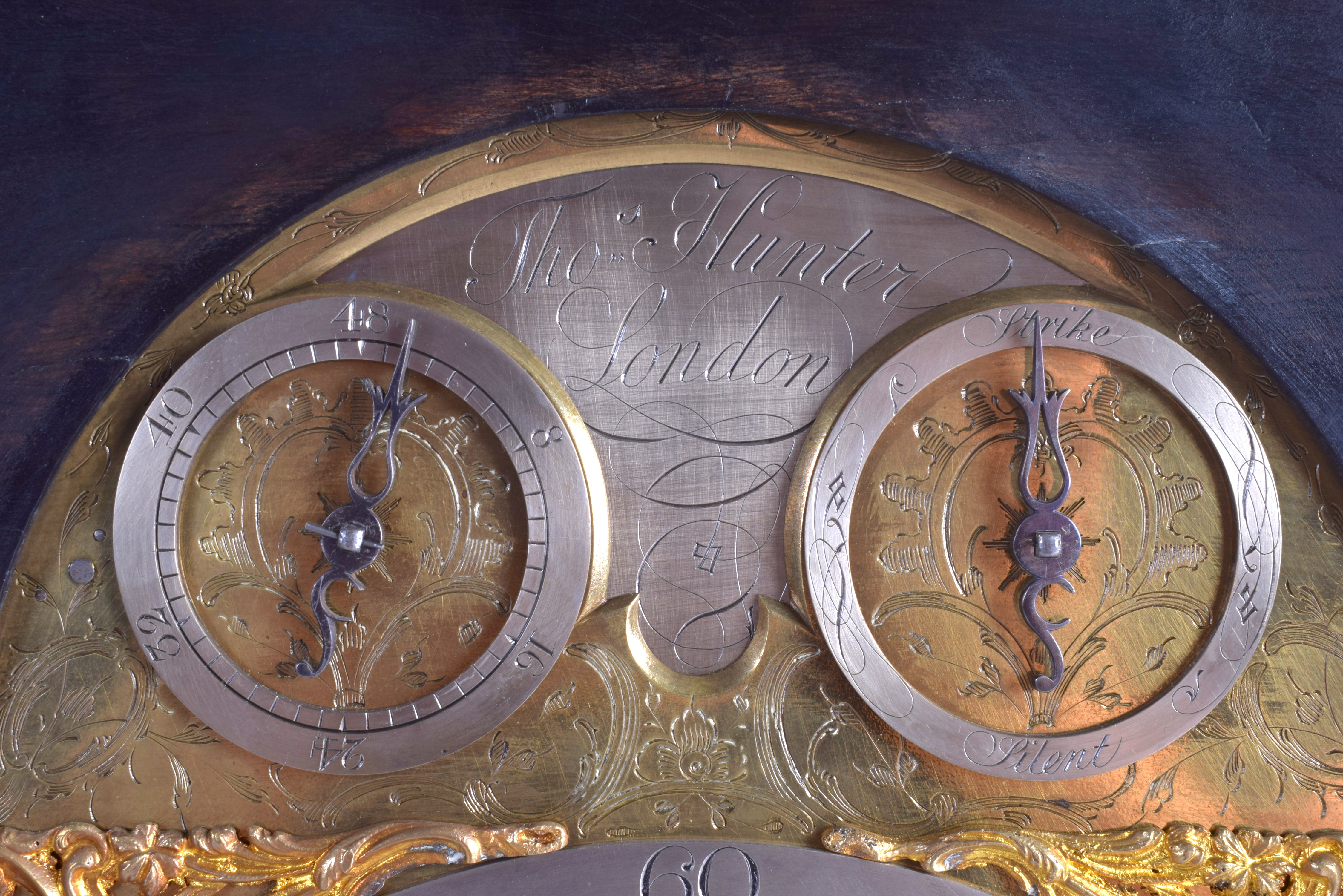 A FINE AND RARE MID 18TH CENTURY EBONISED BRACKET CLOCK C1745 by Thomas Hunter of London, the silve - Image 2 of 10