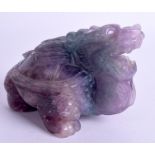 A CHINESE CARVED FLUORITE BEAST. 13 cm x 8 cm.