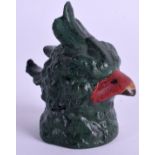A COLD PAINTED BIRD INKWELL. 8.5 cm high.