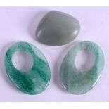 THREE CHINESE JADEITE TOGGLES. (3)