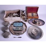 A BOX OF SILVER PLATE etc. (qty)
