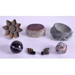 AN ISLAMIC AGATE AND SILVER BOX etc. (7)