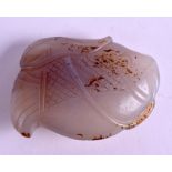 A MIDDLE EASTERN CENTRAL ASIAN CARVED AGATE FISH. 4.75 cm x 3 cm.