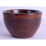 AN 18TH CENTURY TREEN FRUITWOOD MORTAR OR BOWL. 12 cm x 8 cm.