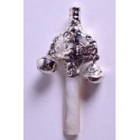 A SILVER RATTLE. 6 cm long.