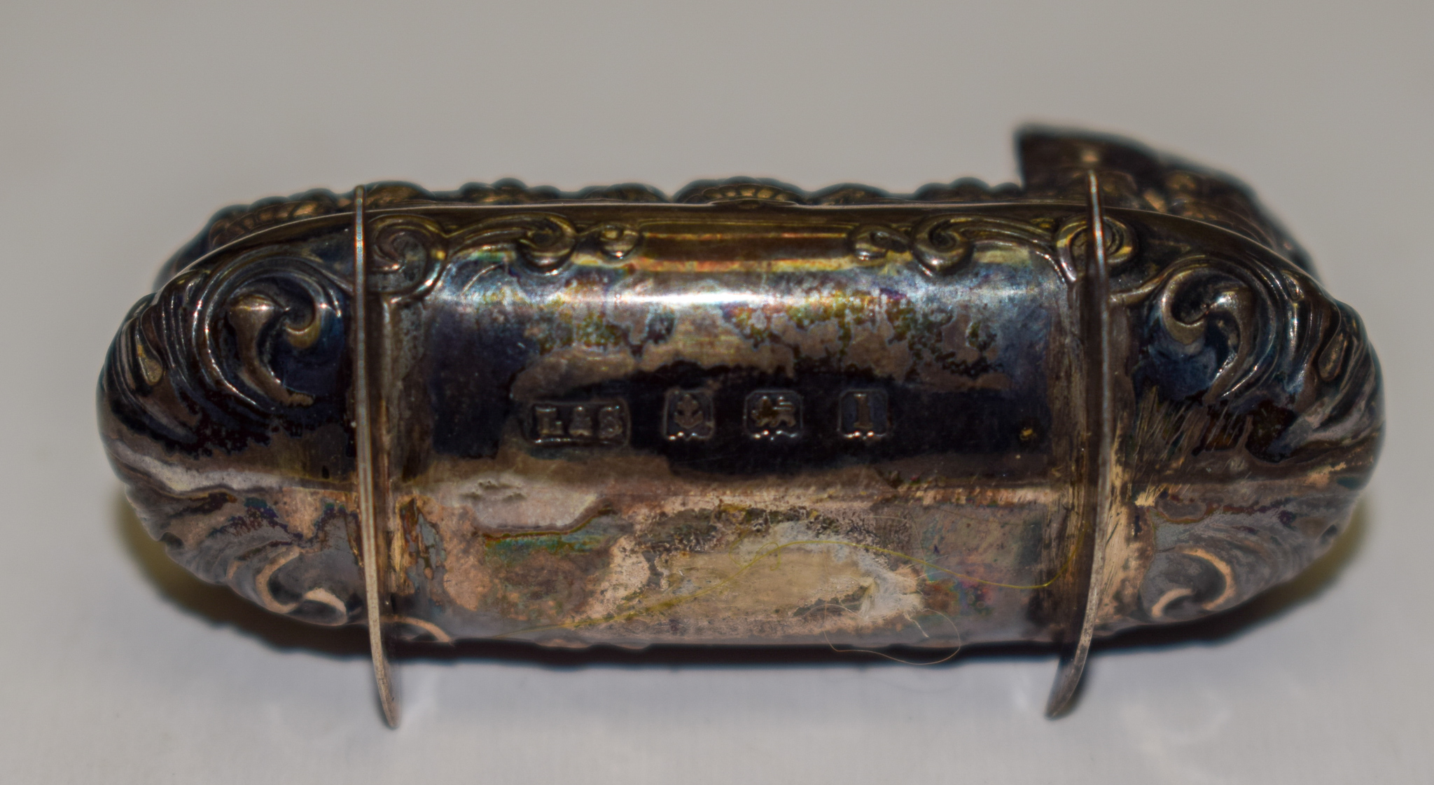 A RARE ENGLISH ANTIQUE SILVER CRIB PIN CUSHION. 3.75 cm wide. - Image 7 of 9