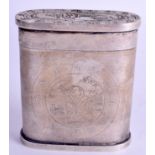 A CHINESE WHITE METAL PAKTONG BOX AND COVER. 9 cm x 7 cm.
