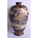 A LARGE 19TH CENTURY JAPANESE MEIJI PERIOD SATSUMA VASE decorated with samurai within landscapes. 3