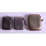 THREE SILVER VESTA CASES. (3)