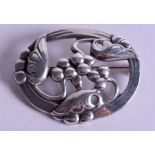 A VINTAGE EUROPEAN CORA SILVER GRAPE AND BERRY BROOCH. 4.5 cm wide.