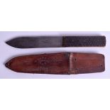 A VICTORIAN GREEN RIVER KNIFE OR SKINNING KNIFE, formed with a Sheffield blade by Slater Brothers.