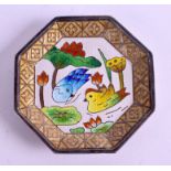 A CHINESE SILVER AND ENAMEL PIN DISH. 61 grams. 7.5 cm wide.