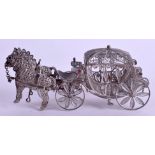 AN INDIAN WHITE METAL CARRIAGE. 70 grams. 12 cm x 5 cm.