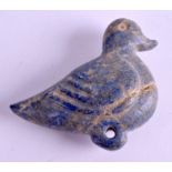 A CENTRAL ASIAN CARVED STONE BIRD. 7.5 cm x 5 cm.