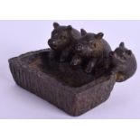 A JAPANESE BRONZE PIG TROUGH. 4.25 cm wide.