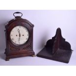 A REGENCY MAHOGANY LONDON BRACKET CLOCK by Robins & Underwood, with matching bracket. Clock 40 cm x