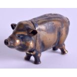 A BRASS PIG VESTA CASE. 5.5 cm wide.