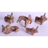 FIVE INDUS VALLEY POTTERY ANIMALS. 11 cm long. (5)