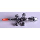 A SILVER BABIES RATTLE. 14 cm long.