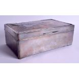 A LARGE 19TH CENTURY JAPANESE MEIJI PERIOD SILVER AND BRONZE BOX decorated in relief with a large s