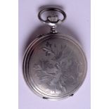 AN ANTIQUE SKELETON HEBDOMAS POCKET WATCH. 4 cm wide.