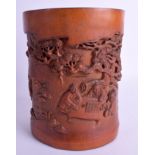 A CHINESE BAMBOO BRUSH POT. 18 cm high.