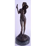 A BRONZE FIGURE OF A LADY. 32.5 cm high.